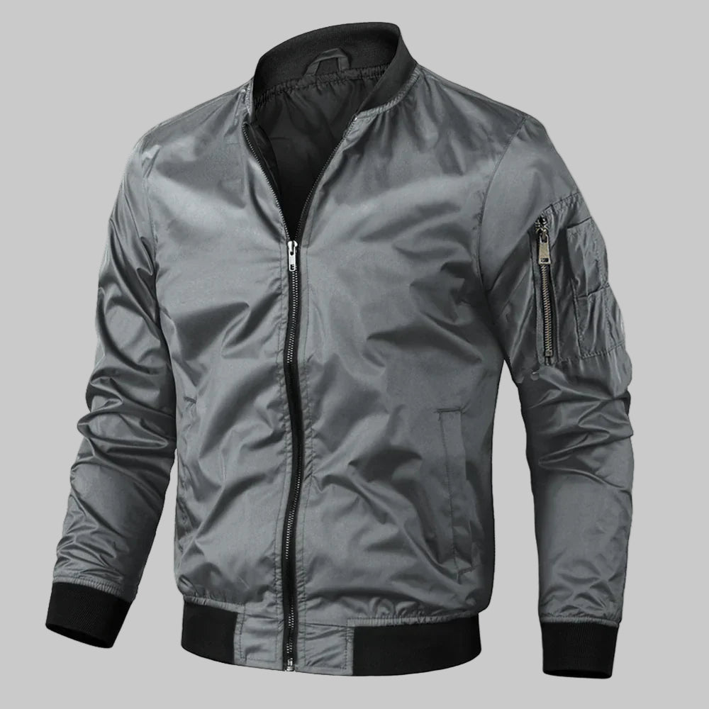 Men’s Zip-Up Bomber Jacket with Ribbed Trim