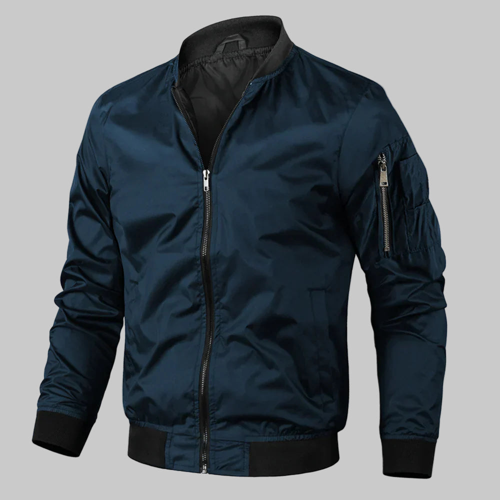 Men’s Zip-Up Bomber Jacket with Ribbed Trim