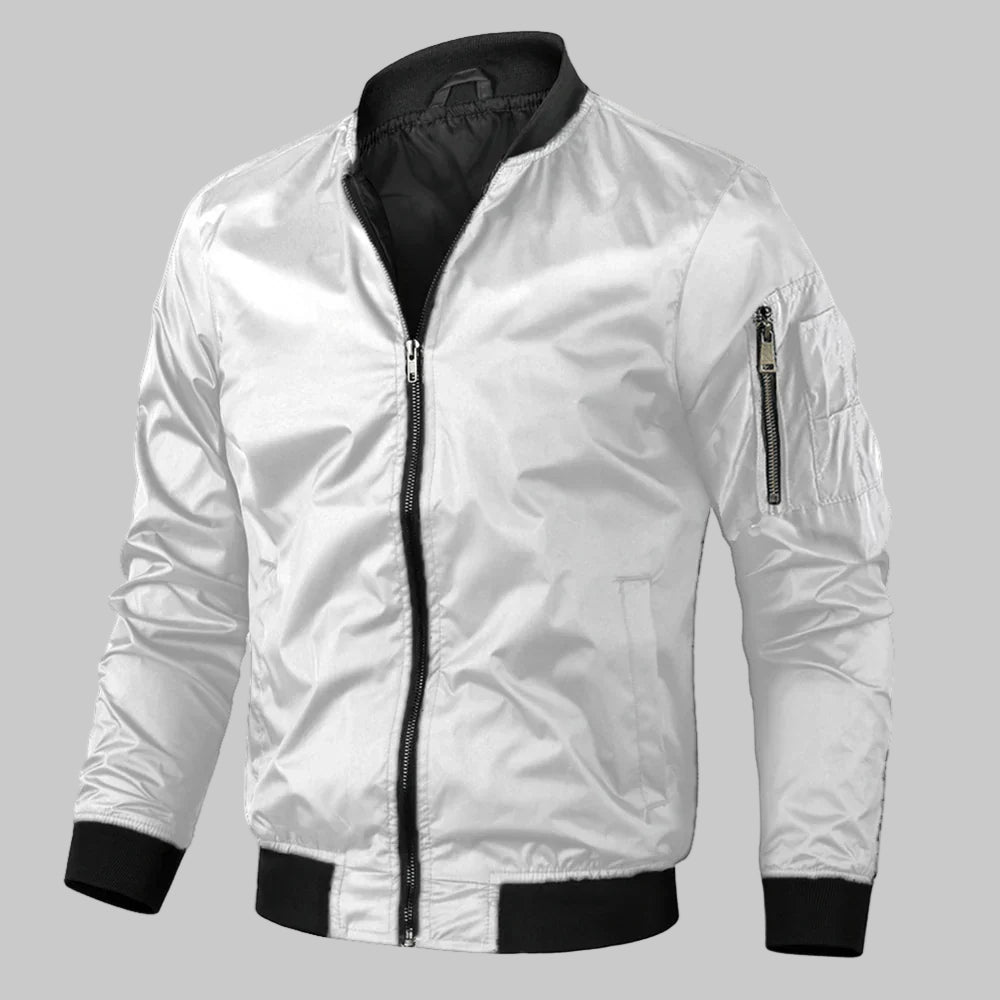 Men’s Zip-Up Bomber Jacket with Ribbed Trim