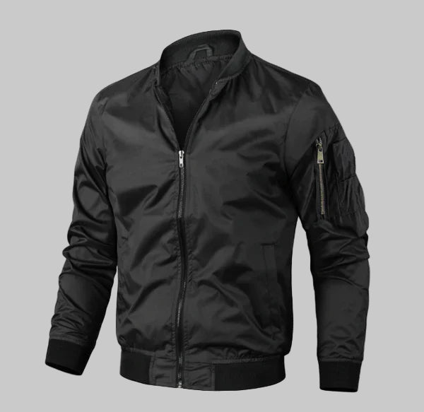 Men’s Zip-Up Bomber Jacket with Ribbed Trim