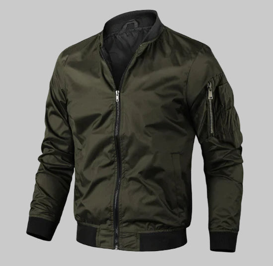 Men’s Zip-Up Bomber Jacket with Ribbed Trim