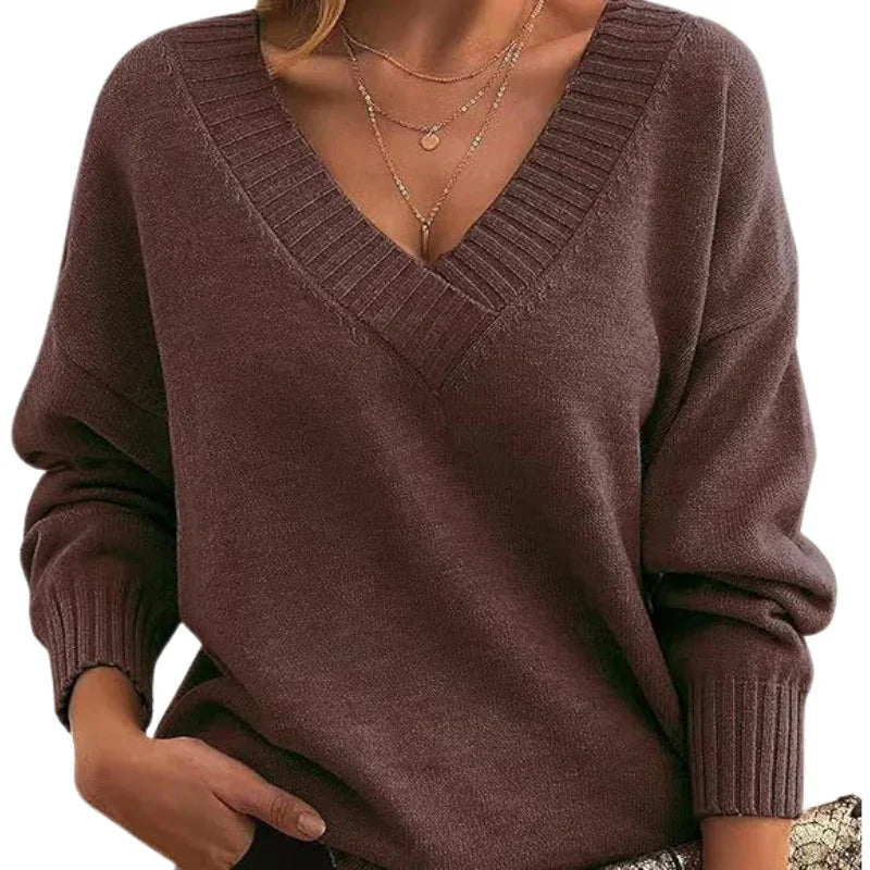 Women’s Textured Knit V-Neck Jumper