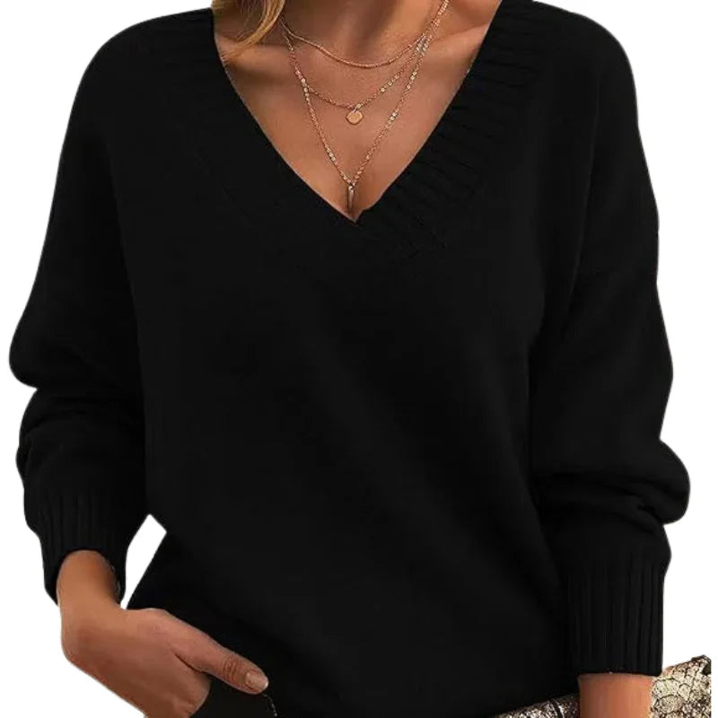 Women’s Textured Knit V-Neck Jumper