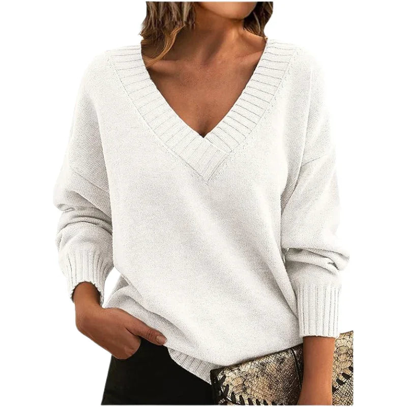 Women’s Textured Knit V-Neck Jumper