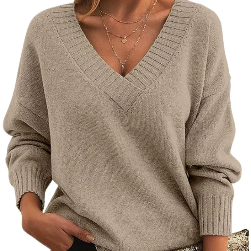 Women’s Textured Knit V-Neck Jumper