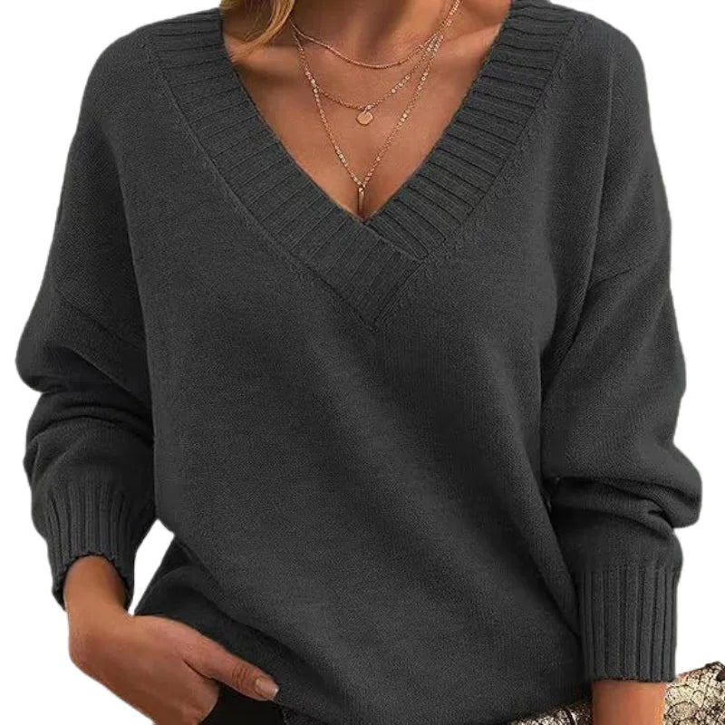 Women’s Textured Knit V-Neck Jumper