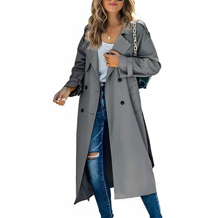 Women’s Double-Breasted Belted Trench Coat