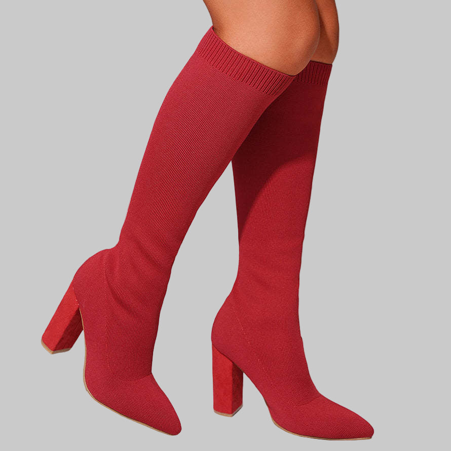 Women’s Knee High Stretch Knit Sock Boots