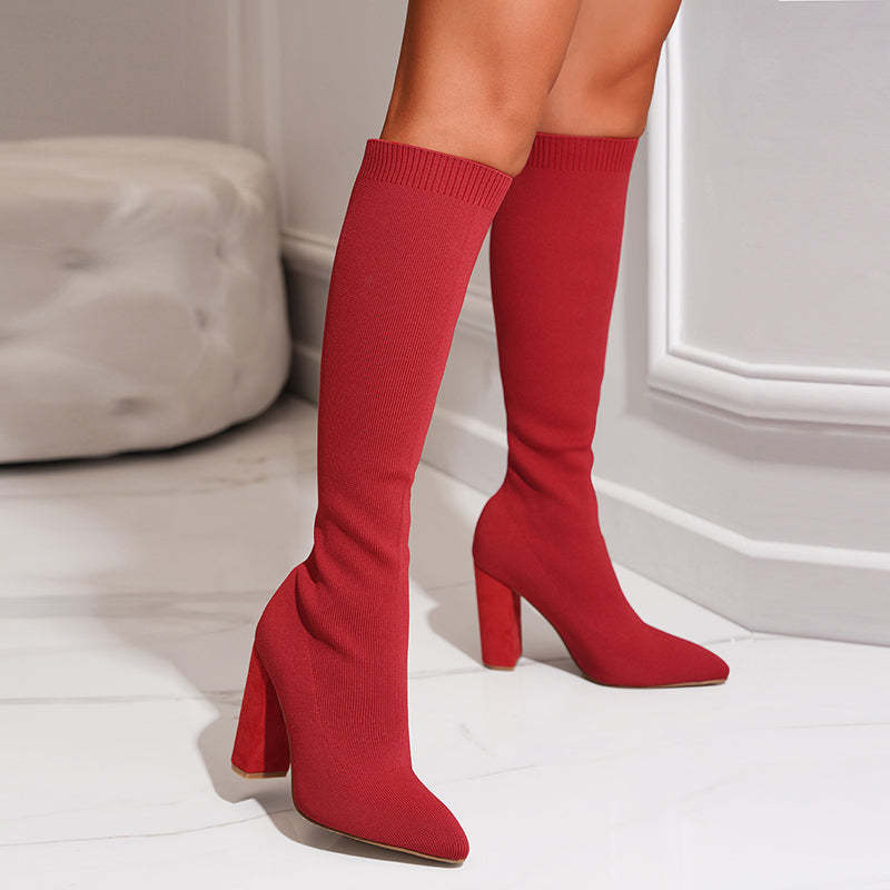 Women’s Knee High Stretch Knit Sock Boots