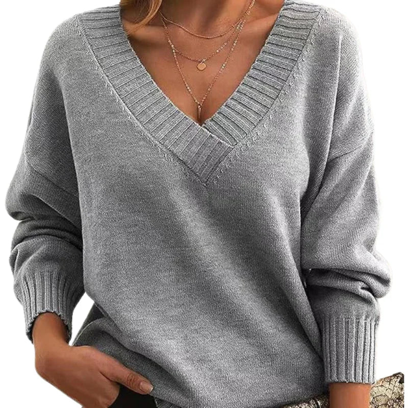 Women’s Textured Knit V-Neck Jumper