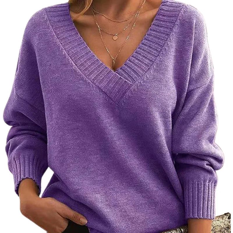 Women’s Textured Knit V-Neck Jumper