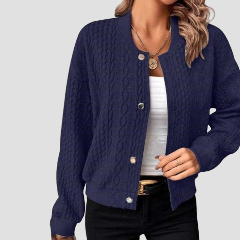 Women’s Quilted Knit Bomber Jacket Button-Up