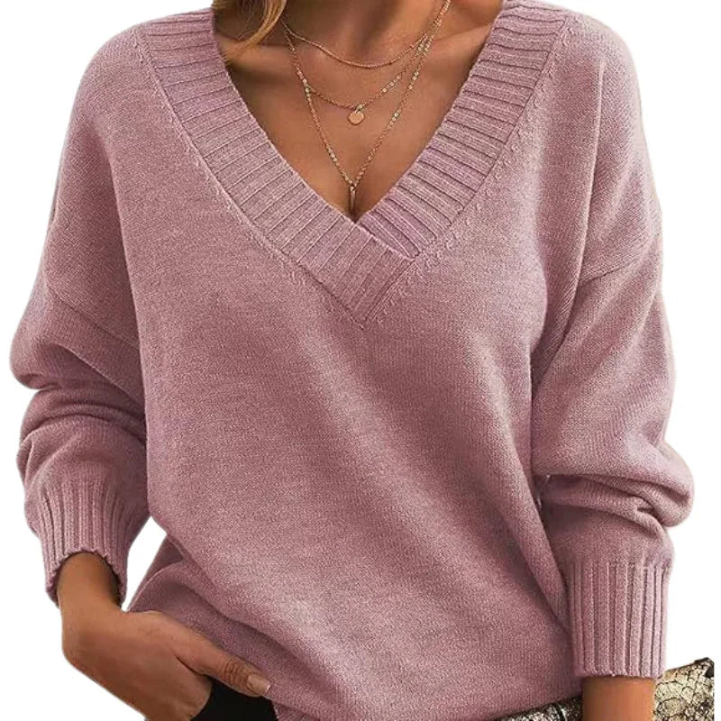 Women’s Textured Knit V-Neck Jumper