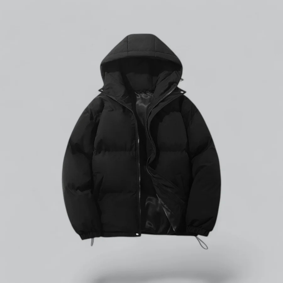 Unisex Hooded Puffer Jacket with Zip Closure