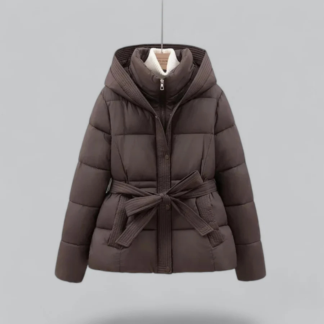 Women’s Belted Hooded Winter Puffer Jacket