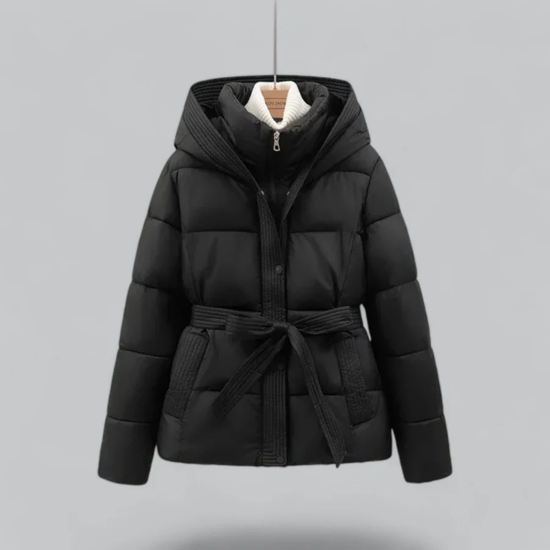 Women’s Belted Hooded Winter Puffer Jacket
