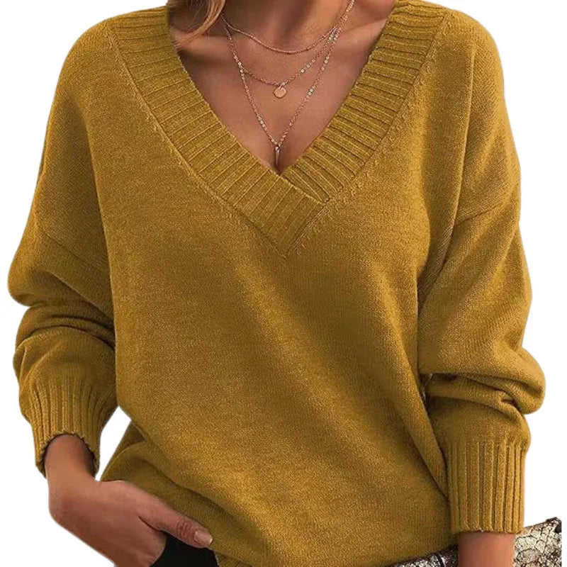 Women’s Textured Knit V-Neck Jumper