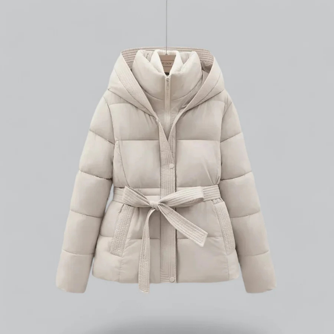 Women’s Belted Hooded Winter Puffer Jacket