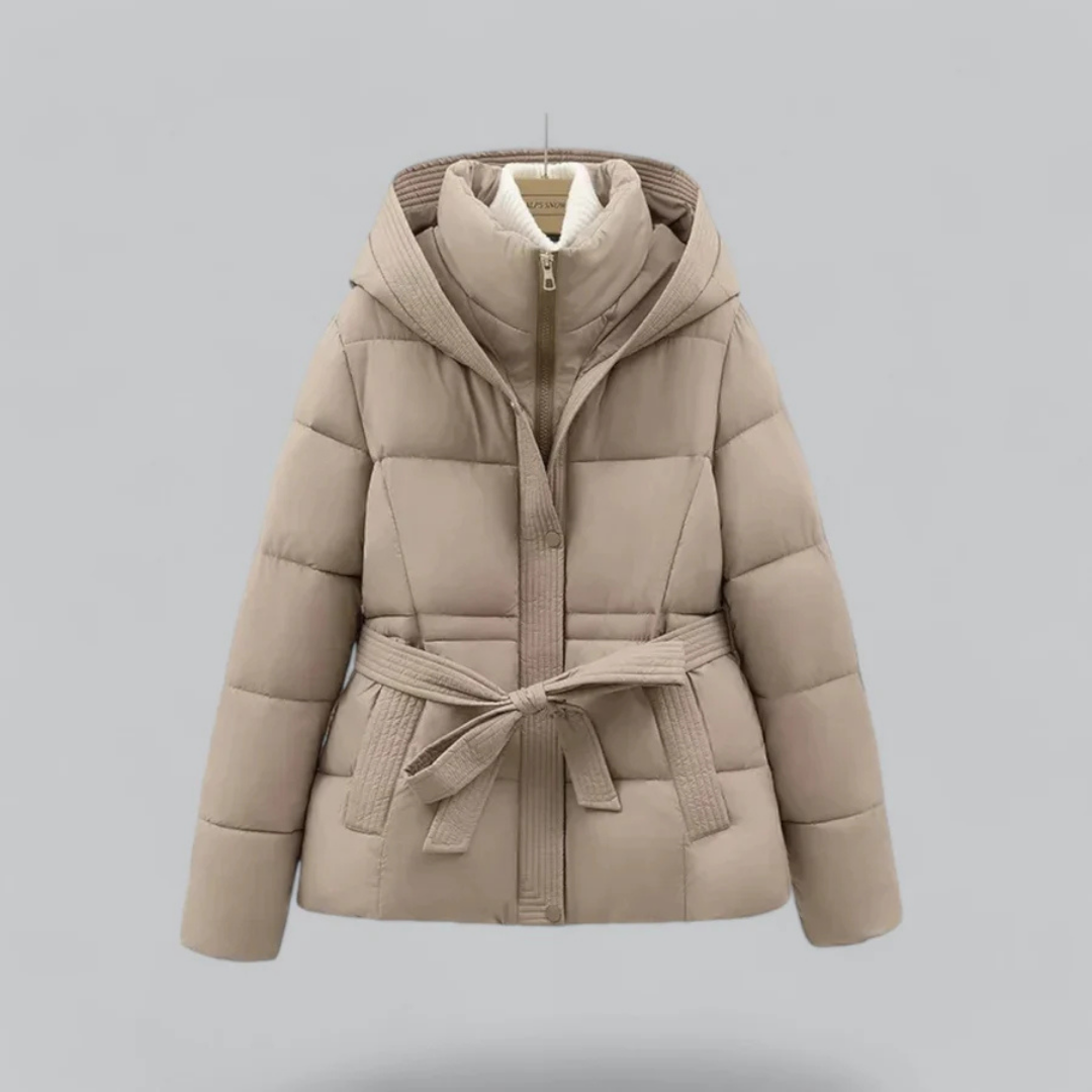 Women’s Belted Hooded Winter Puffer Jacket