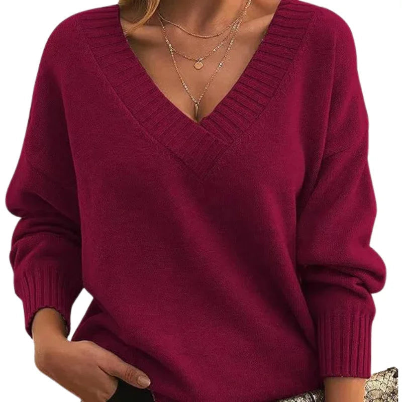 Women’s Textured Knit V-Neck Jumper