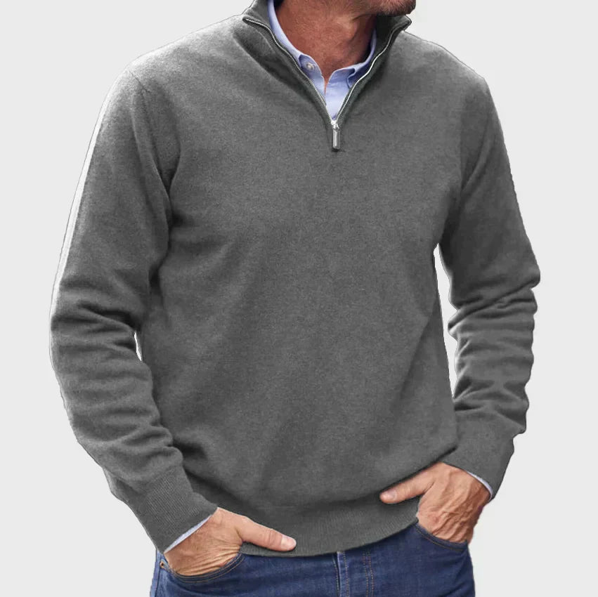 Men’s Half-Zip Knit Jumper with Stand Collar