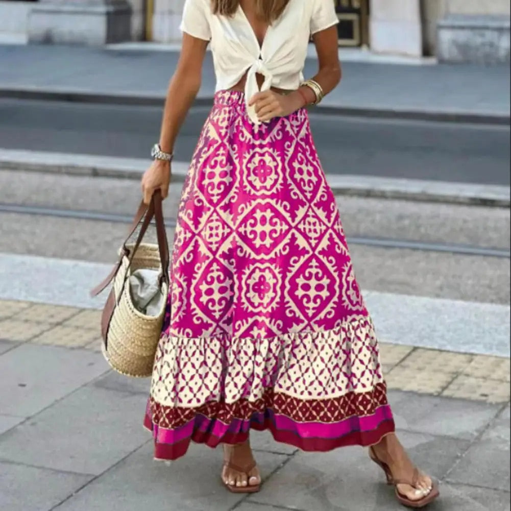 Boho Chic | Women's Maxi Skirt with Ruffled Hem for Effortless Style 0