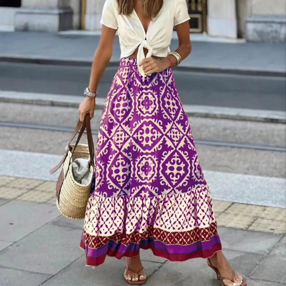 Boho Chic | Women's Maxi Skirt with Ruffled Hem for Effortless Style 1