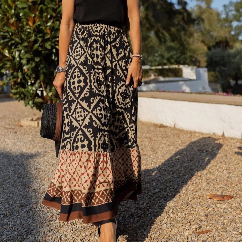 Boho Chic | Women's Maxi Skirt with Ruffled Hem for Effortless Style 4