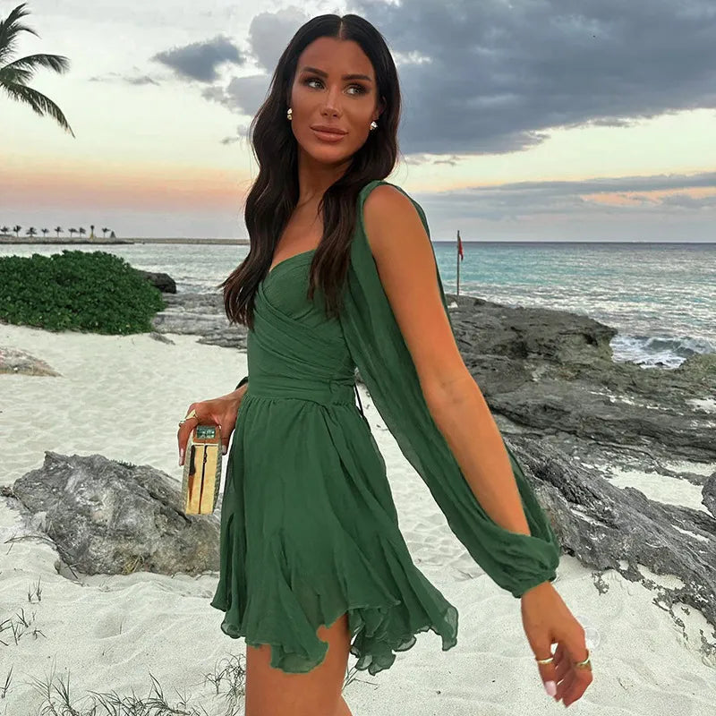 Charlotte | Women's Dress - Summer Mini Dress with Puff Sleeves 6