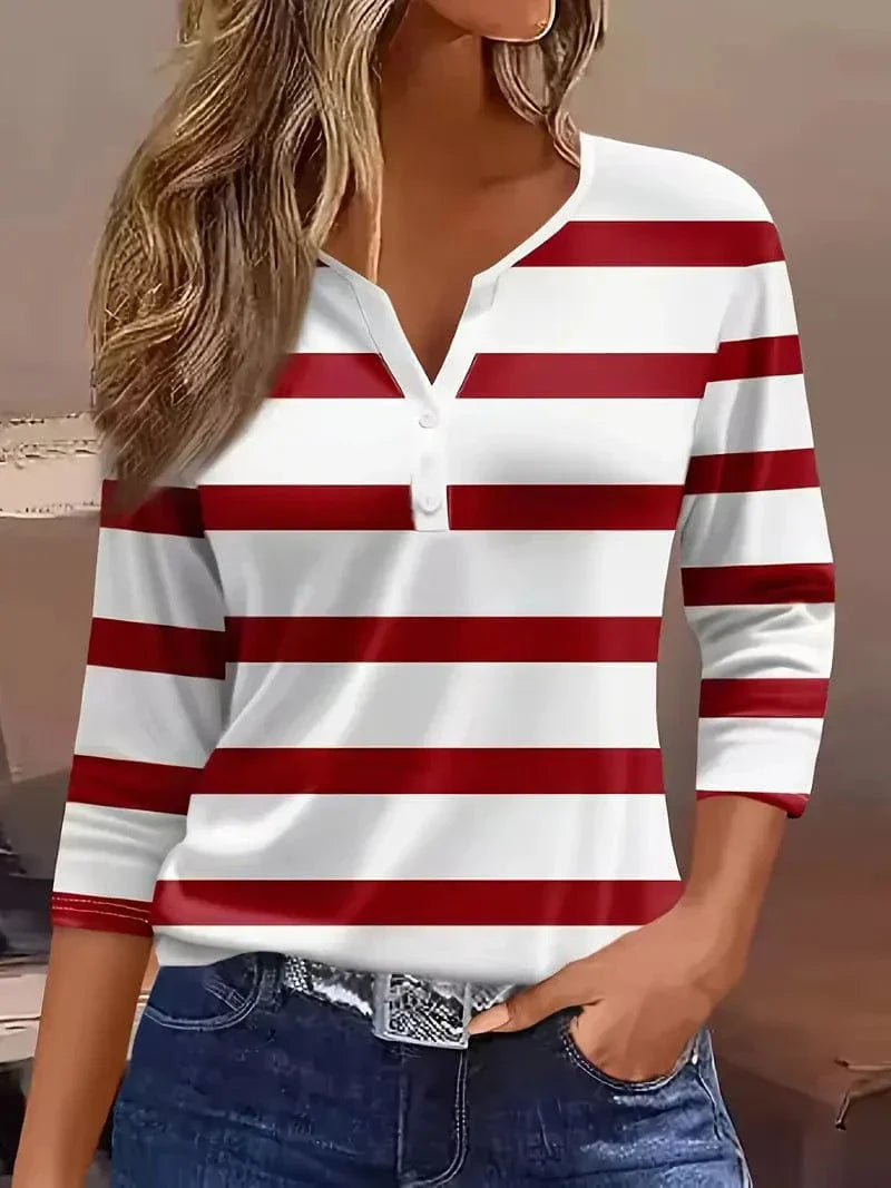 Chic Stripes | Women's Top with Soft, Breathable Fabric & Petal Sleeves 0