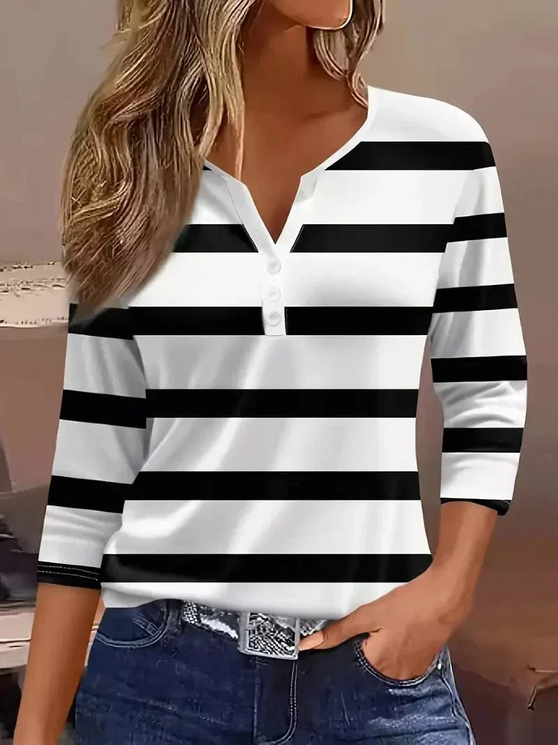 Chic Stripes | Women's Top with Soft, Breathable Fabric & Petal Sleeves 2