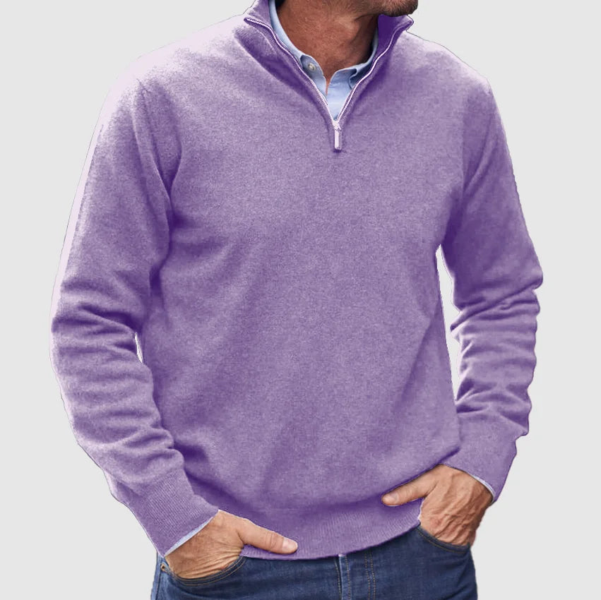 Men’s Half-Zip Knit Jumper with Stand Collar