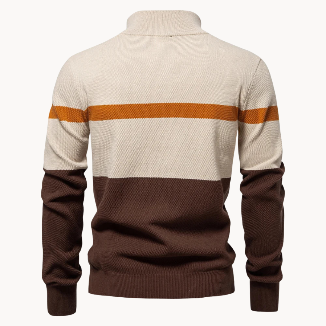 Men’s Color Block Quarter-Zip Knit Jumper