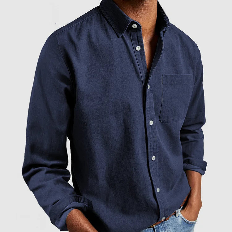 Denim Blend Shirt | Soft Fabric with Flexible Fit & Button Closure 0