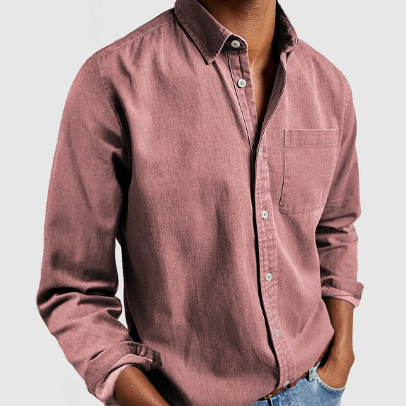 Denim Blend Shirt | Soft Fabric with Flexible Fit & Button Closure 1