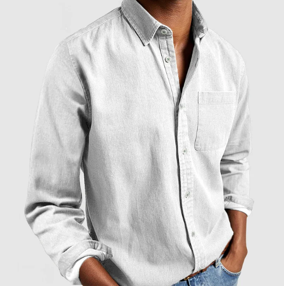 Denim Blend Shirt | Soft Fabric with Flexible Fit & Button Closure 3