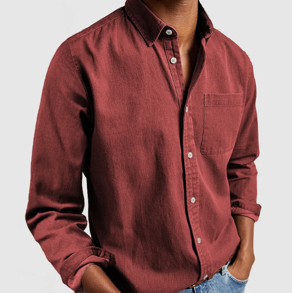 Denim Blend Shirt | Soft Fabric with Flexible Fit & Button Closure 4