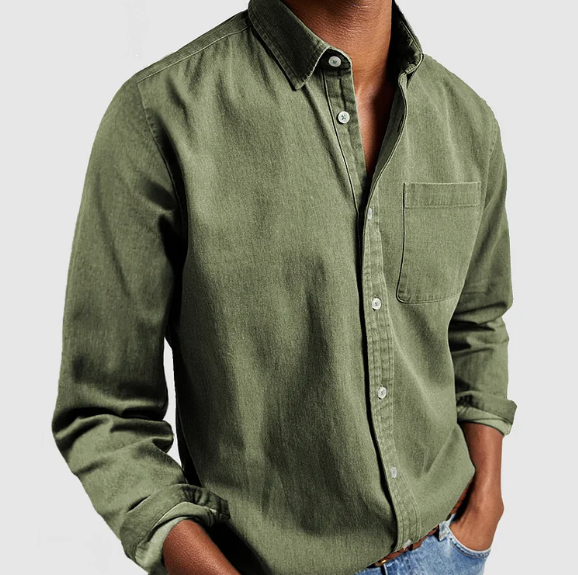 Denim Blend Shirt | Soft Fabric with Flexible Fit & Button Closure 5