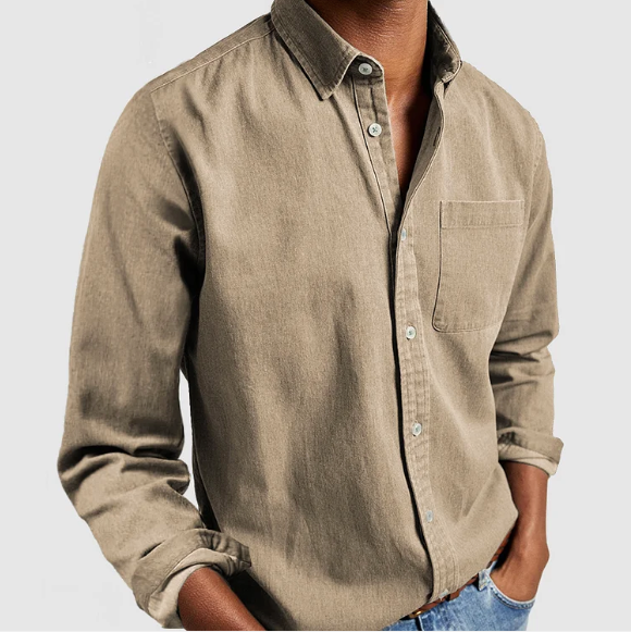 Denim Blend Shirt | Soft Fabric with Flexible Fit & Button Closure 6