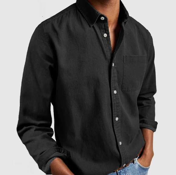 Denim Blend Shirt | Soft Fabric with Flexible Fit & Button Closure 9