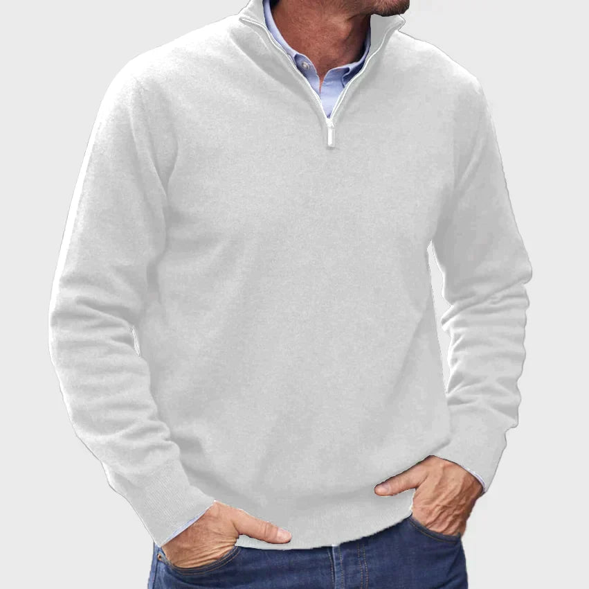 Men’s Half-Zip Knit Jumper with Stand Collar
