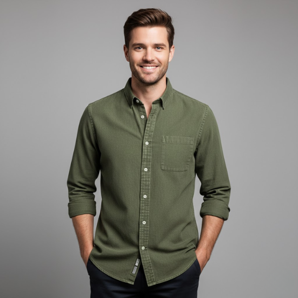 Samuel | Men’s Denim Blend Button-Up Shirt