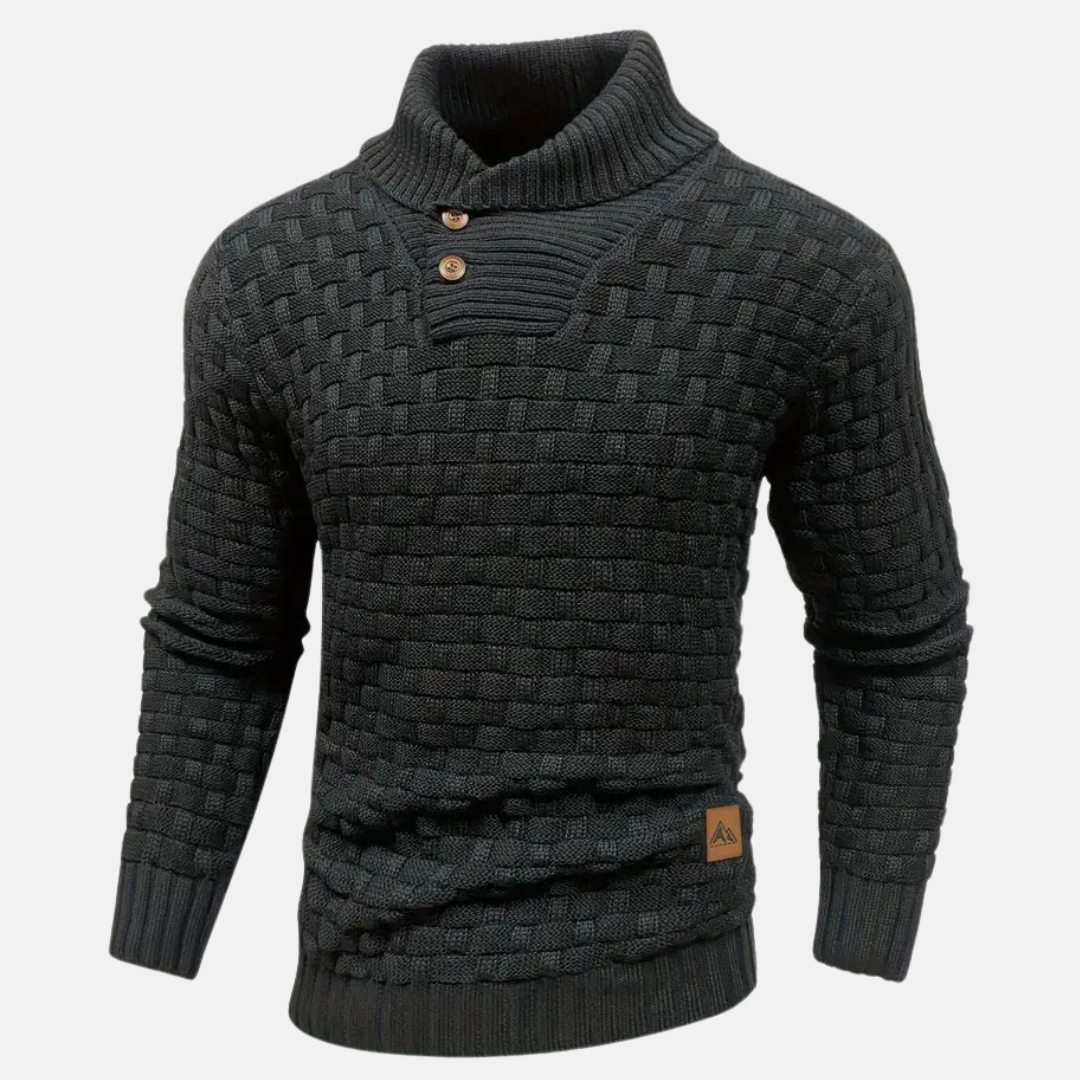 Men’s Textured Knit Jumper with Shawl Collar