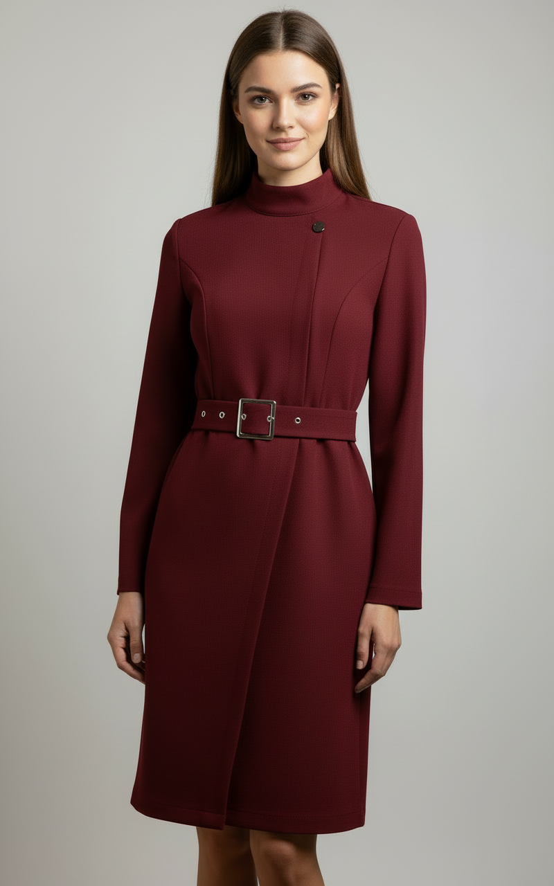 Elegance Collection | Ladies Dress Coats with Belted Midi Design 1