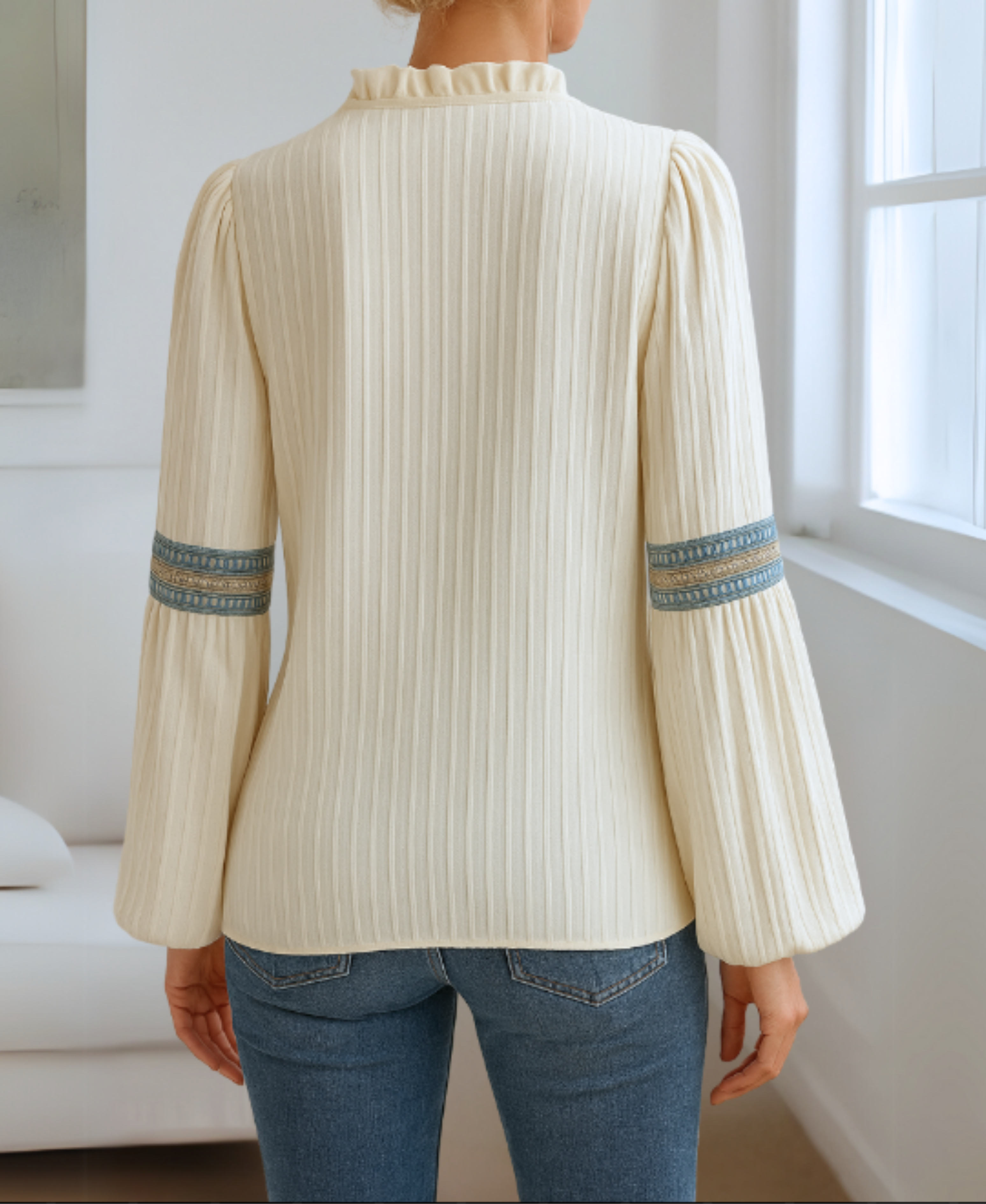 Elegance Collection | Women's Blouse with Vintage V-Neck & Soft Pleating 6