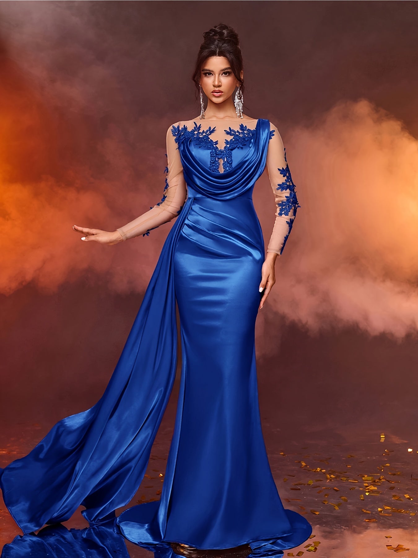 Elegant Collection | Women's Maxi Dress with Long Sleeves & Floor-Length Design 0