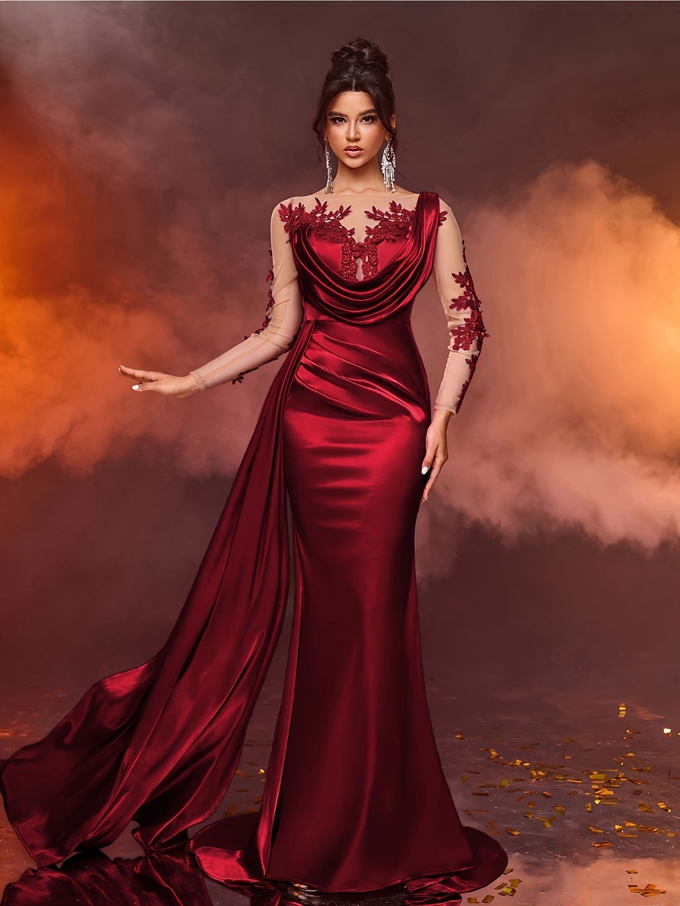 Elegant Collection | Women's Maxi Dress with Long Sleeves & Floor-Length Design 7