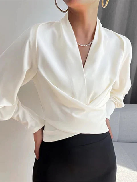 Elegant Collection | Women's White Blouse with Puff Sleeves Design 5
