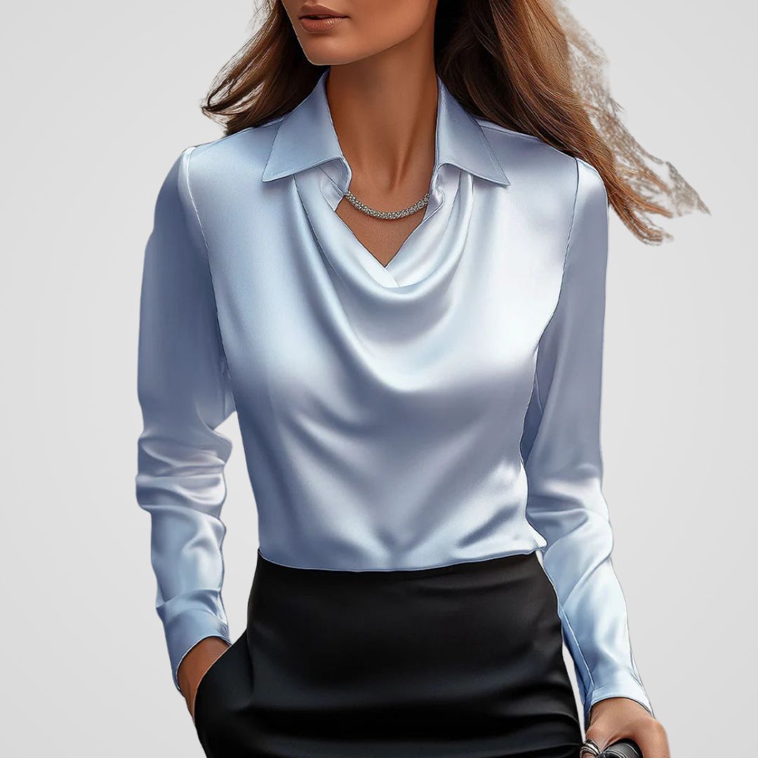 Elegant Draped Satin Blouse | Women's Blouse with Timeless Design 14