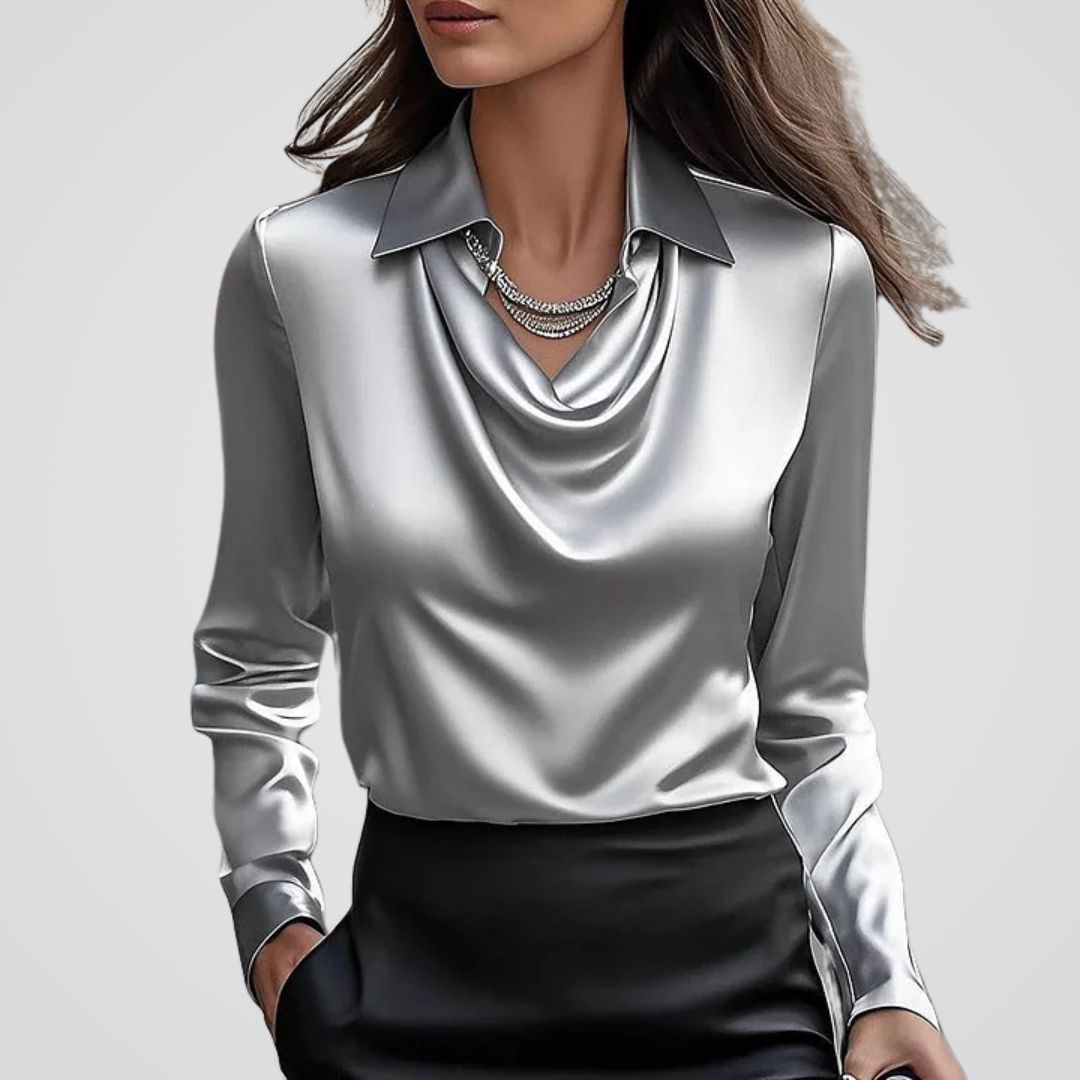 Elegant Draped Satin Blouse | Women's Blouse with Timeless Design 16